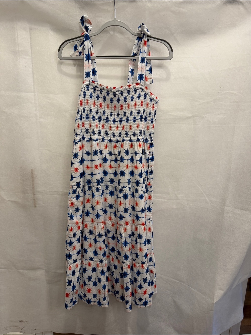 J. Crew White Dress in Red White and Blue